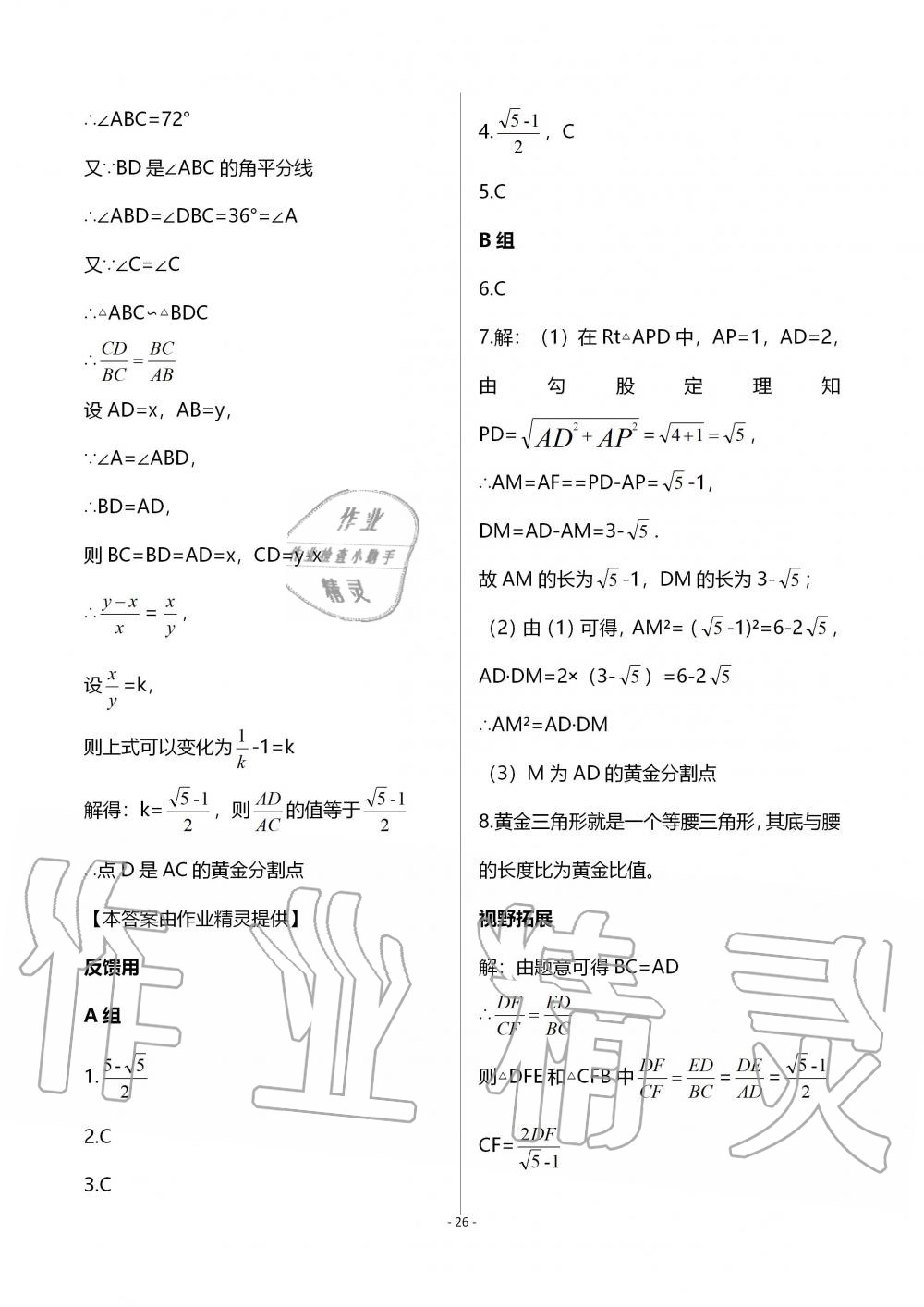 2019年育才金典九年級數(shù)學(xué)全一冊北師大版 第26頁