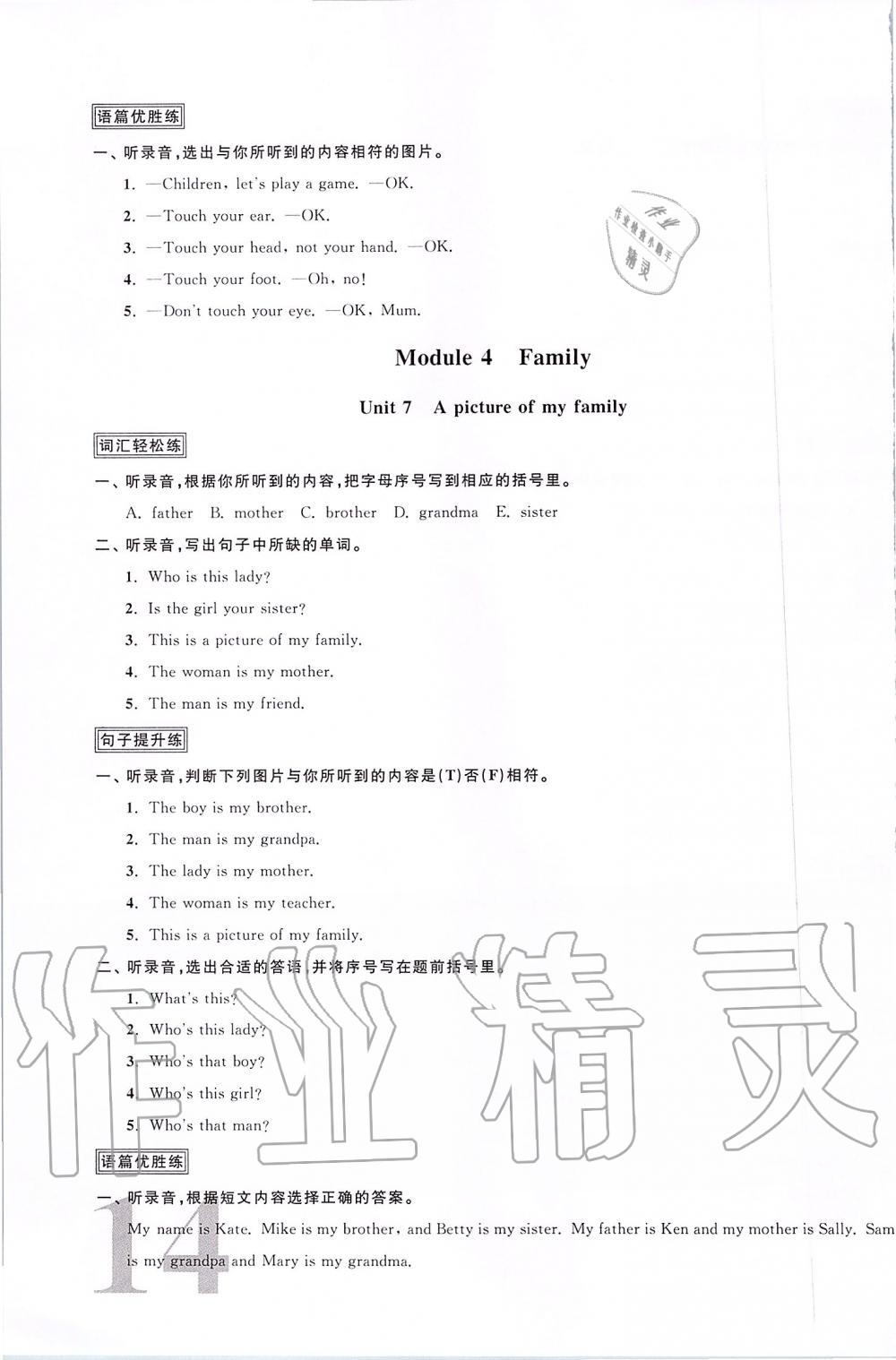 2019年陽(yáng)光同學(xué)課時(shí)優(yōu)化作業(yè)三年級(jí)英語(yǔ)上冊(cè)教育科學(xué)版 第17頁(yè)