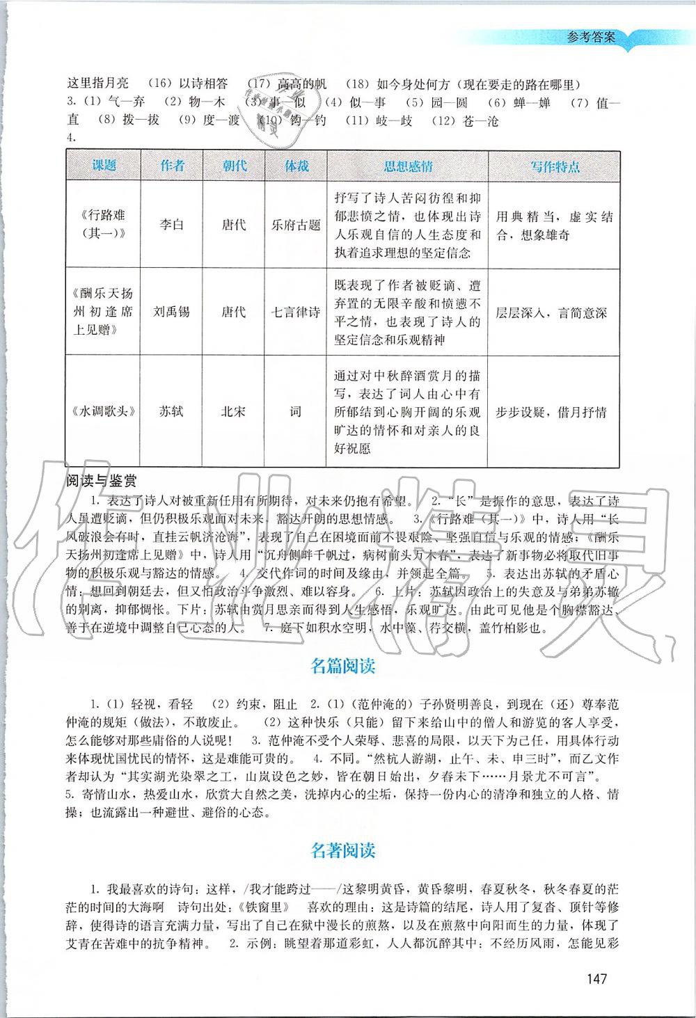 2019年陽光學(xué)業(yè)評價九年級語文上冊人教版 第9頁