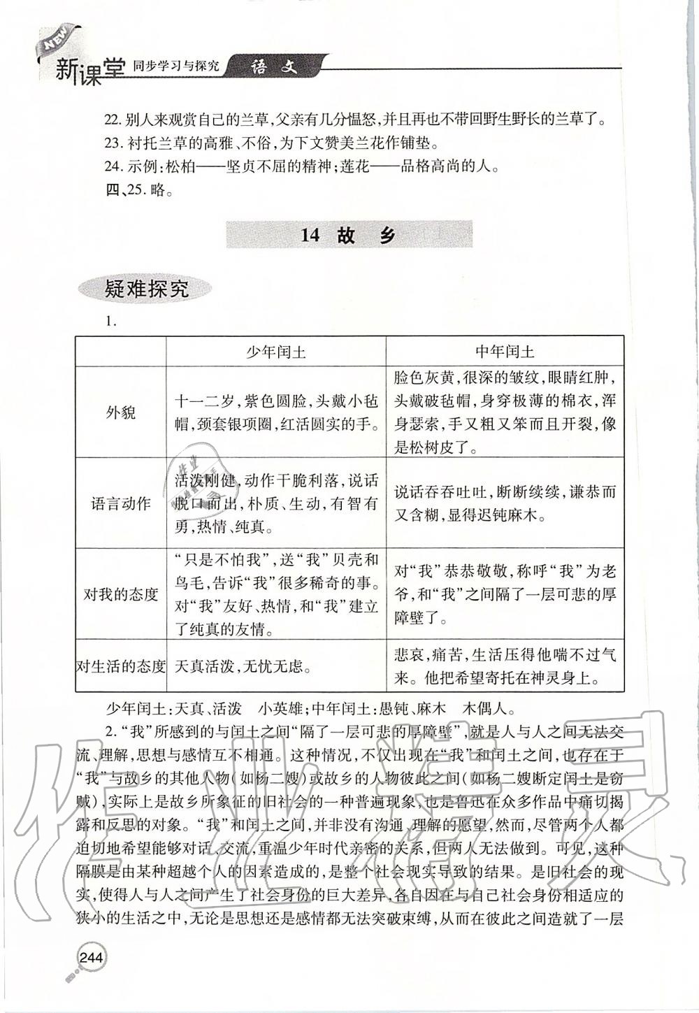 2019年新课堂同步学习与探究九年级语文上学期人教版 第25页