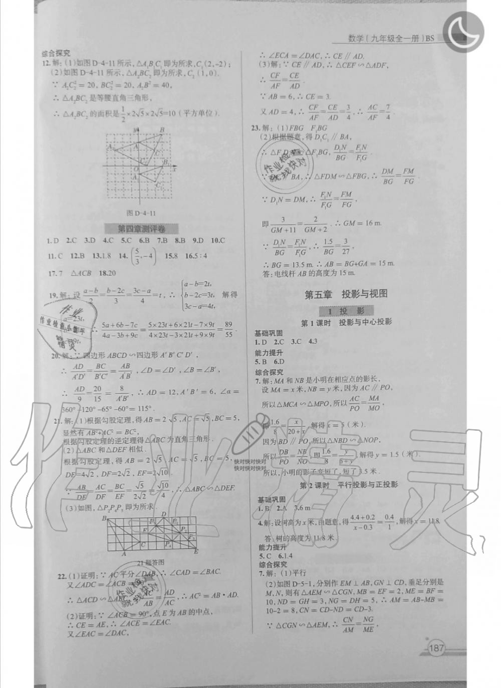 2019年课时练作业与测评九年级数学全一册北师大版 第15页