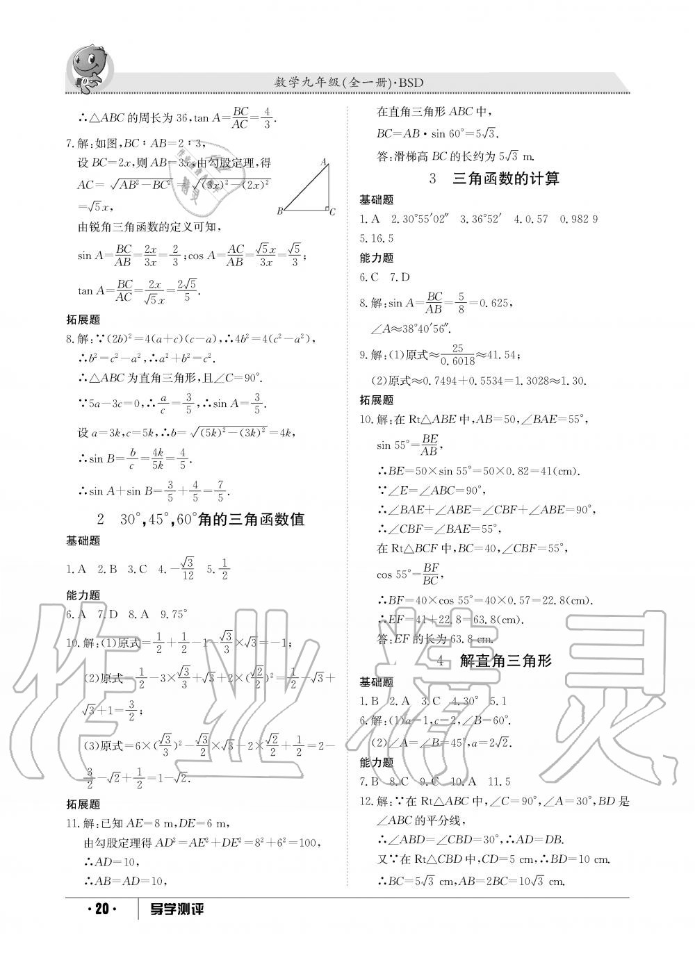 2019年金太阳导学测评九年级数学全一册北师大版 第20页