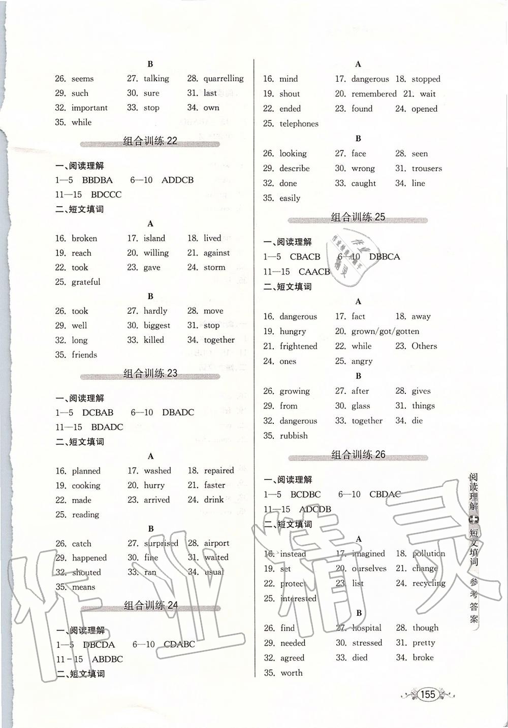 2019年中學(xué)英語組合訓(xùn)練閱讀理解加短文填詞九年級(jí) 第5頁