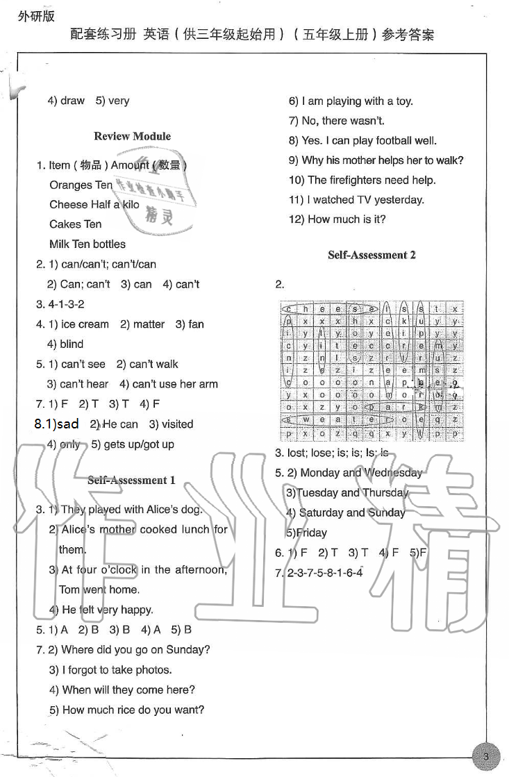 2019年配套練習(xí)冊五年級英語上冊外研版三起 第3頁