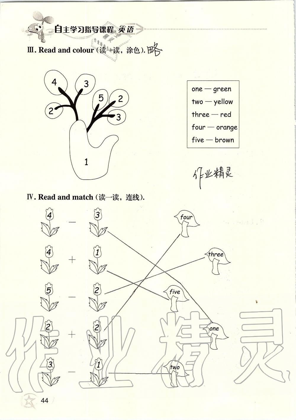 2019年自主学习指导课程三年级英语上册人教版 第44页