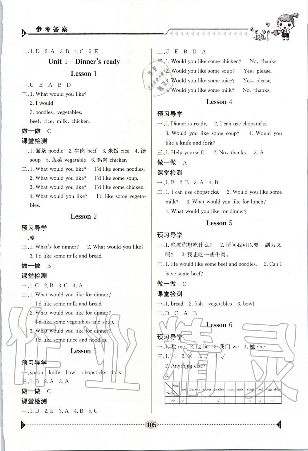 2019年金太阳导学案四年级英语上册人教版 第5页