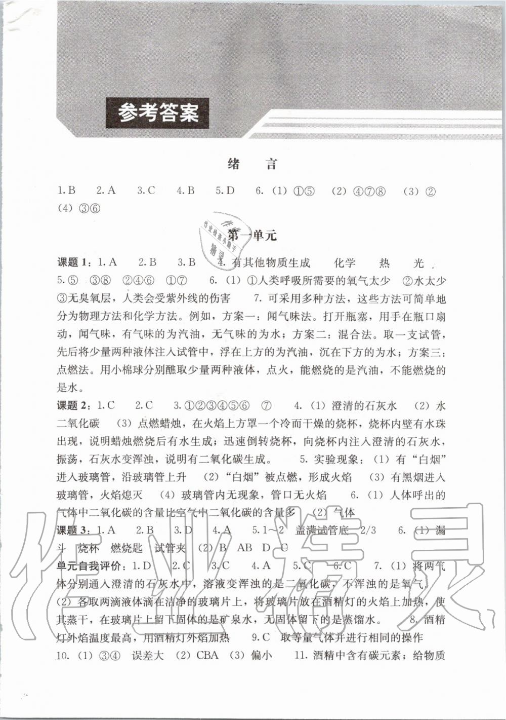 2019年補充習(xí)題九年級化學(xué)上冊人教版人民教育出版社 第1頁