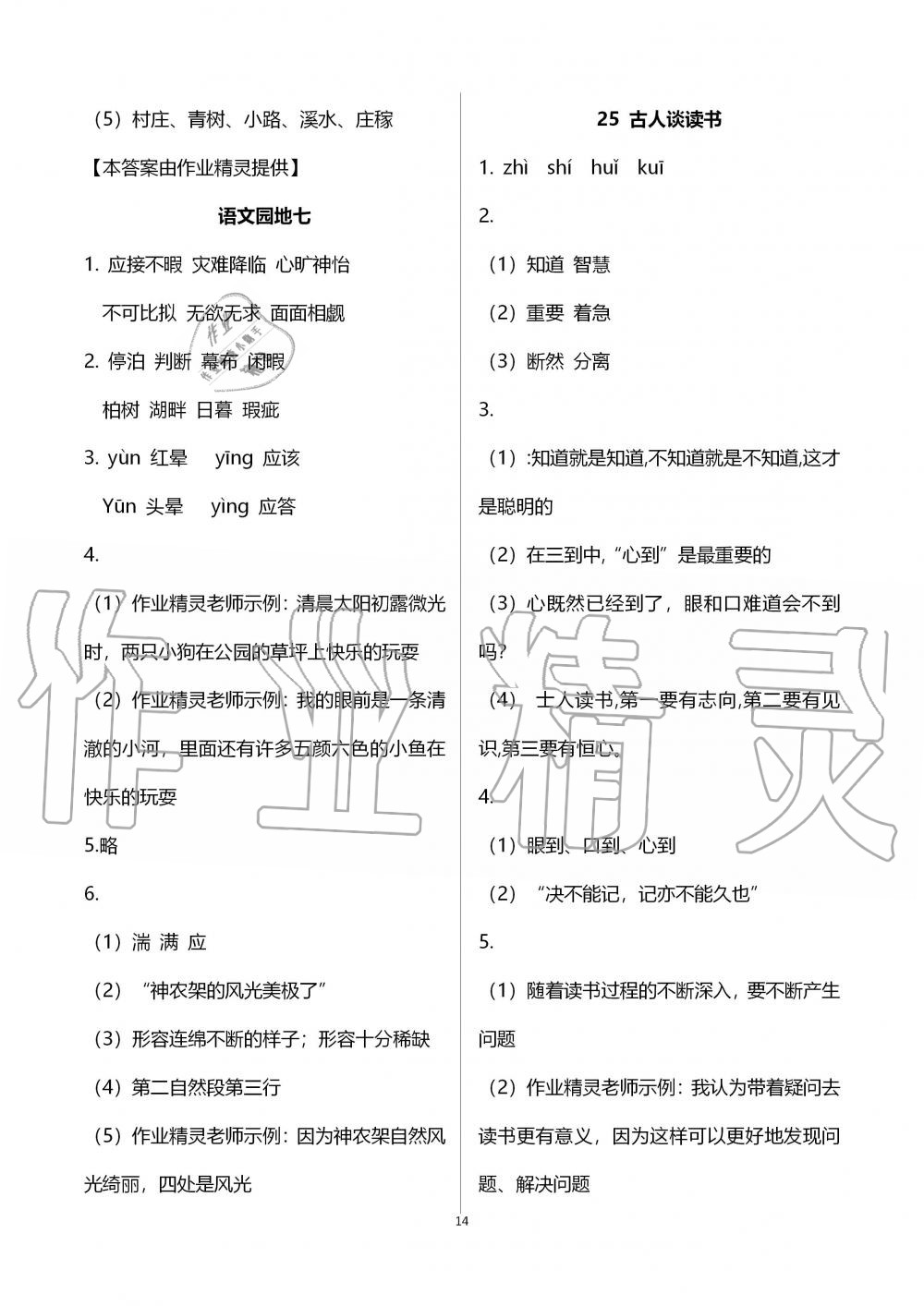 2019年語文配套練習(xí)冊五年級(jí)上冊人教版五四制 第14頁