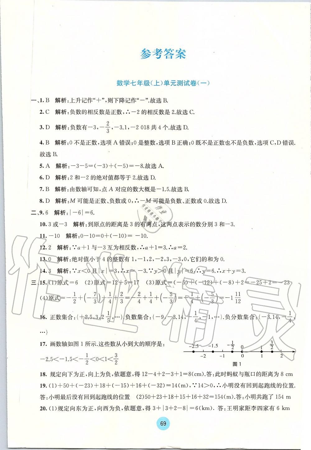 2019年全程檢測(cè)單元測(cè)試卷七年級(jí)數(shù)學(xué)上冊(cè)人教版A版 第1頁(yè)