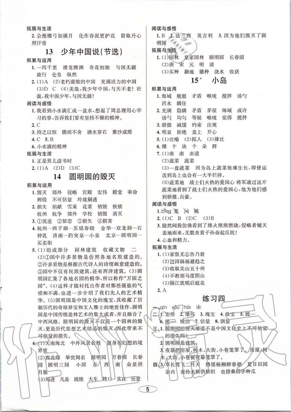 2019年創(chuàng)新課時作業(yè)本五年級語文上冊人教版 第5頁