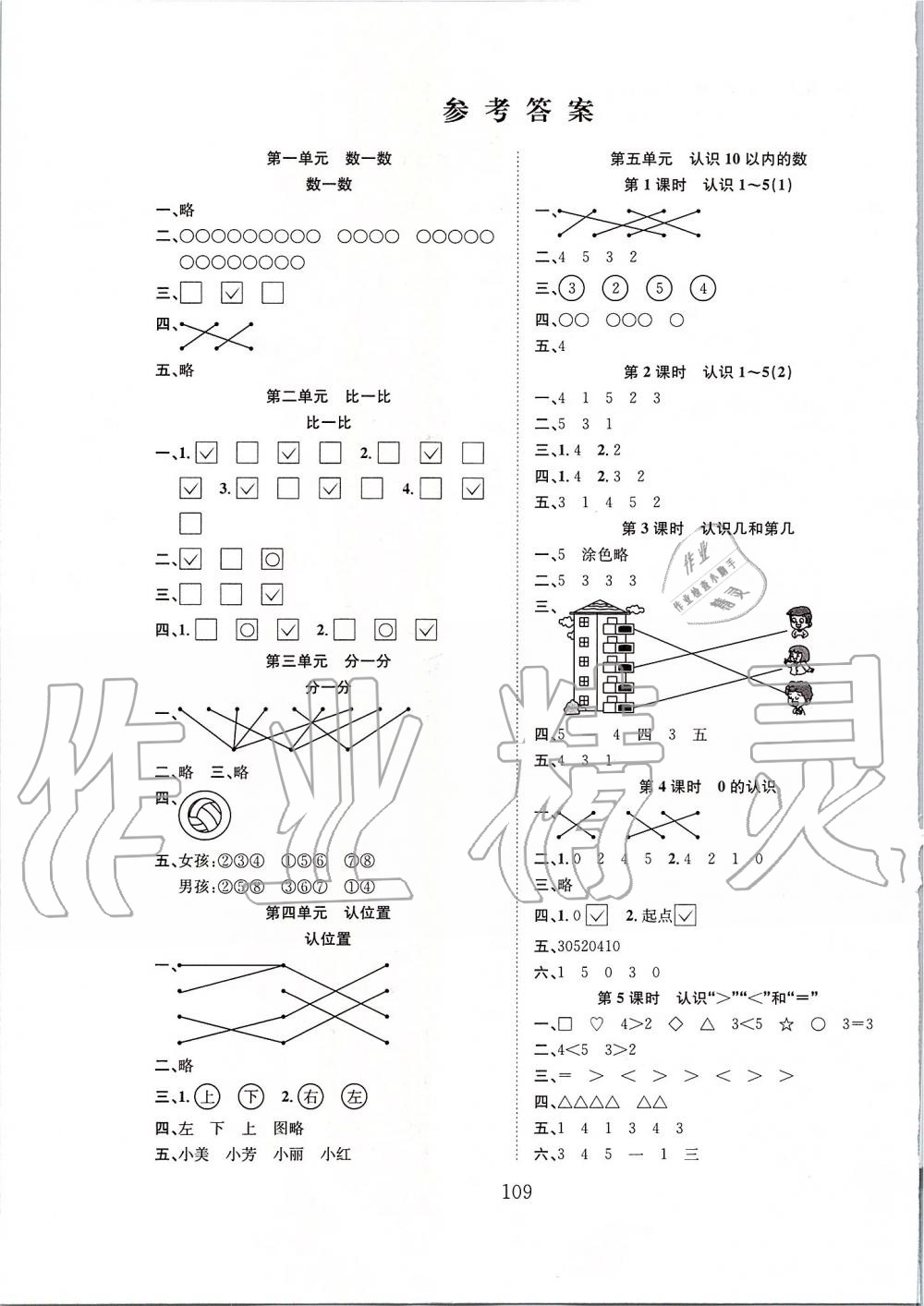 2019年新經(jīng)典練與測(cè)一年級(jí)數(shù)學(xué)上冊(cè)蘇教版 第1頁