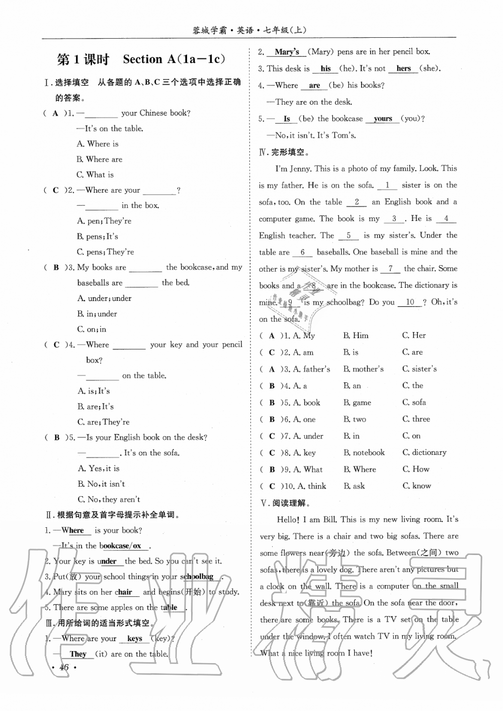 2019年蓉城學(xué)霸七年級(jí)英語上冊(cè)人教版 第46頁(yè)