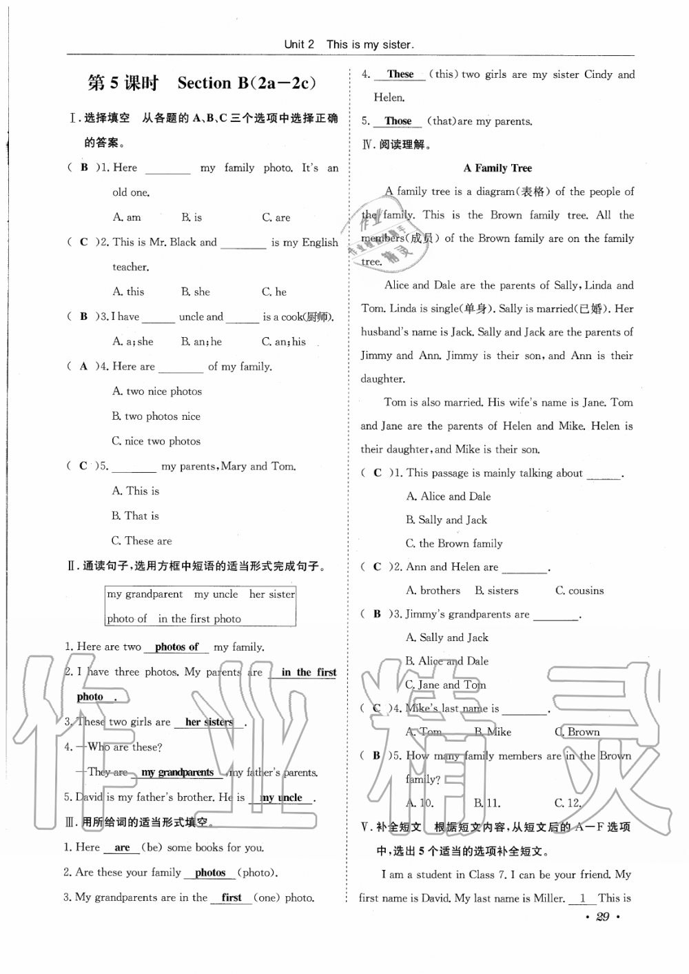 2019年蓉城學(xué)霸七年級英語上冊人教版 第29頁