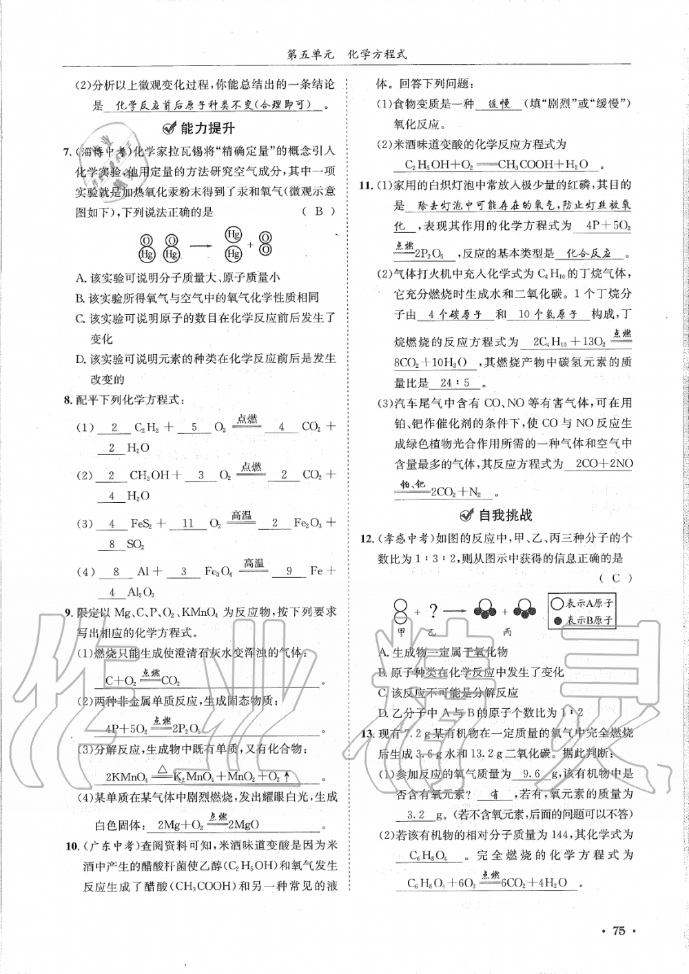 2019年蓉城學(xué)霸九年級(jí)化學(xué)上冊(cè)人教版 第75頁(yè)