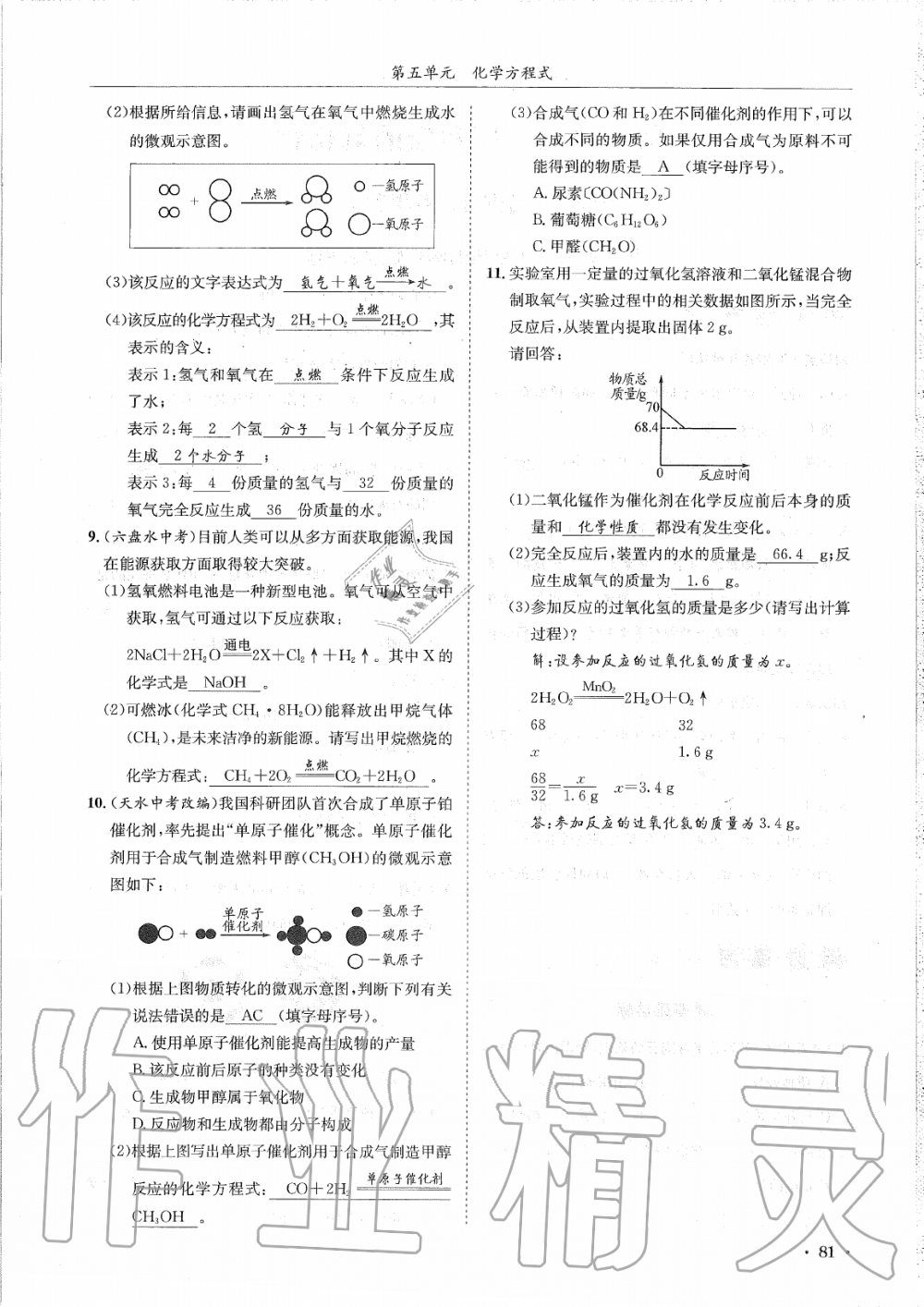 2019年蓉城学霸九年级化学上册人教版 第81页