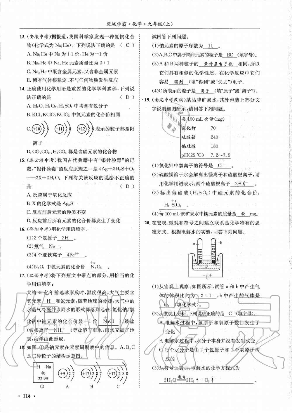 2019年蓉城學(xué)霸九年級化學(xué)上冊人教版 第114頁