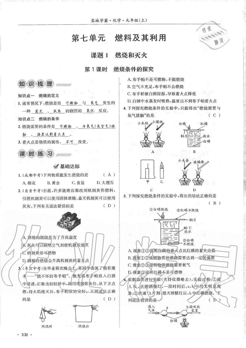 2019年蓉城學霸九年級化學上冊人教版 第102頁