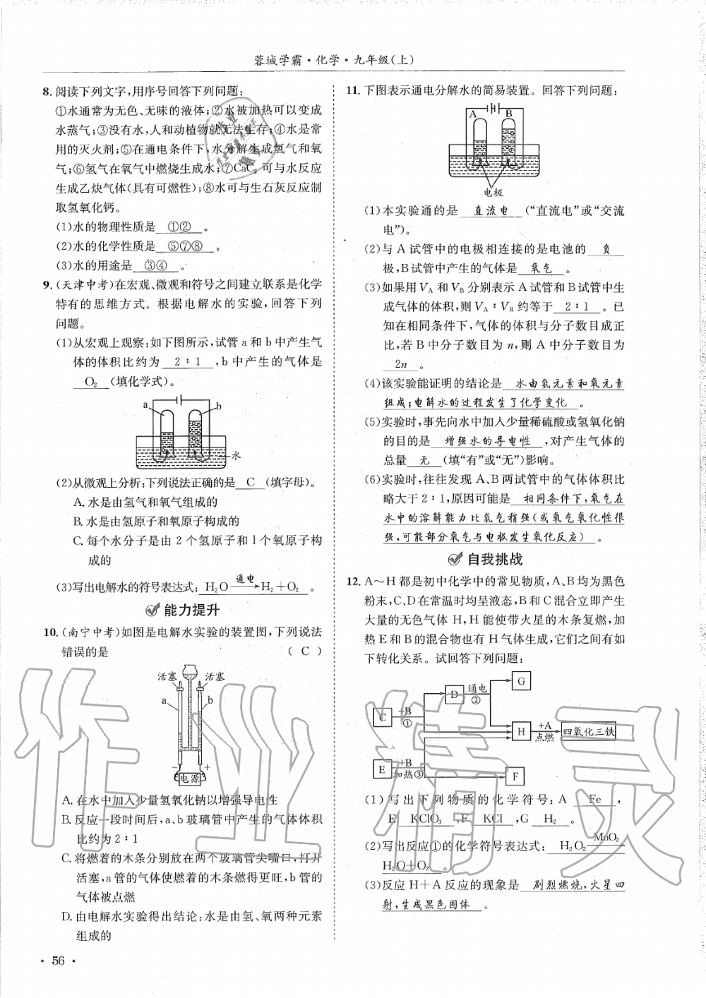 2019年蓉城学霸九年级化学上册人教版 第56页