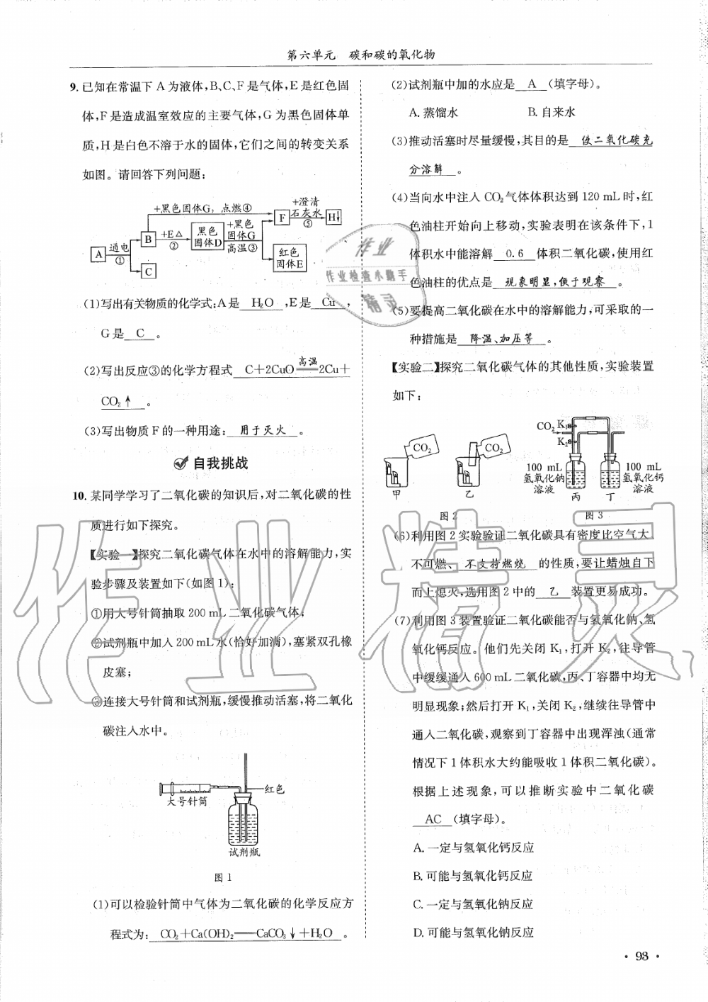 2019年蓉城学霸九年级化学上册人教版 第93页