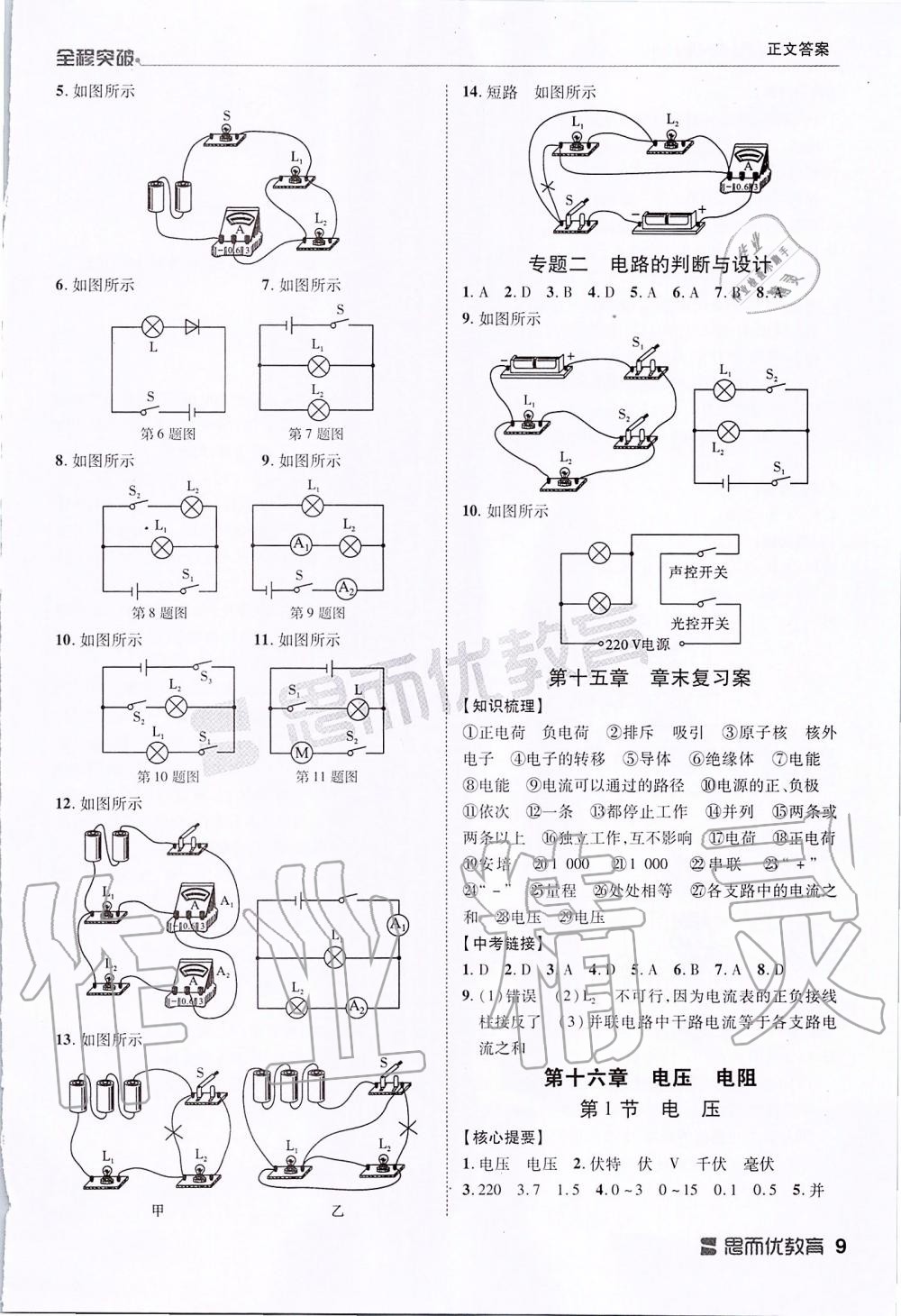2019年全程突破九年级物理全一册人教版 第9页