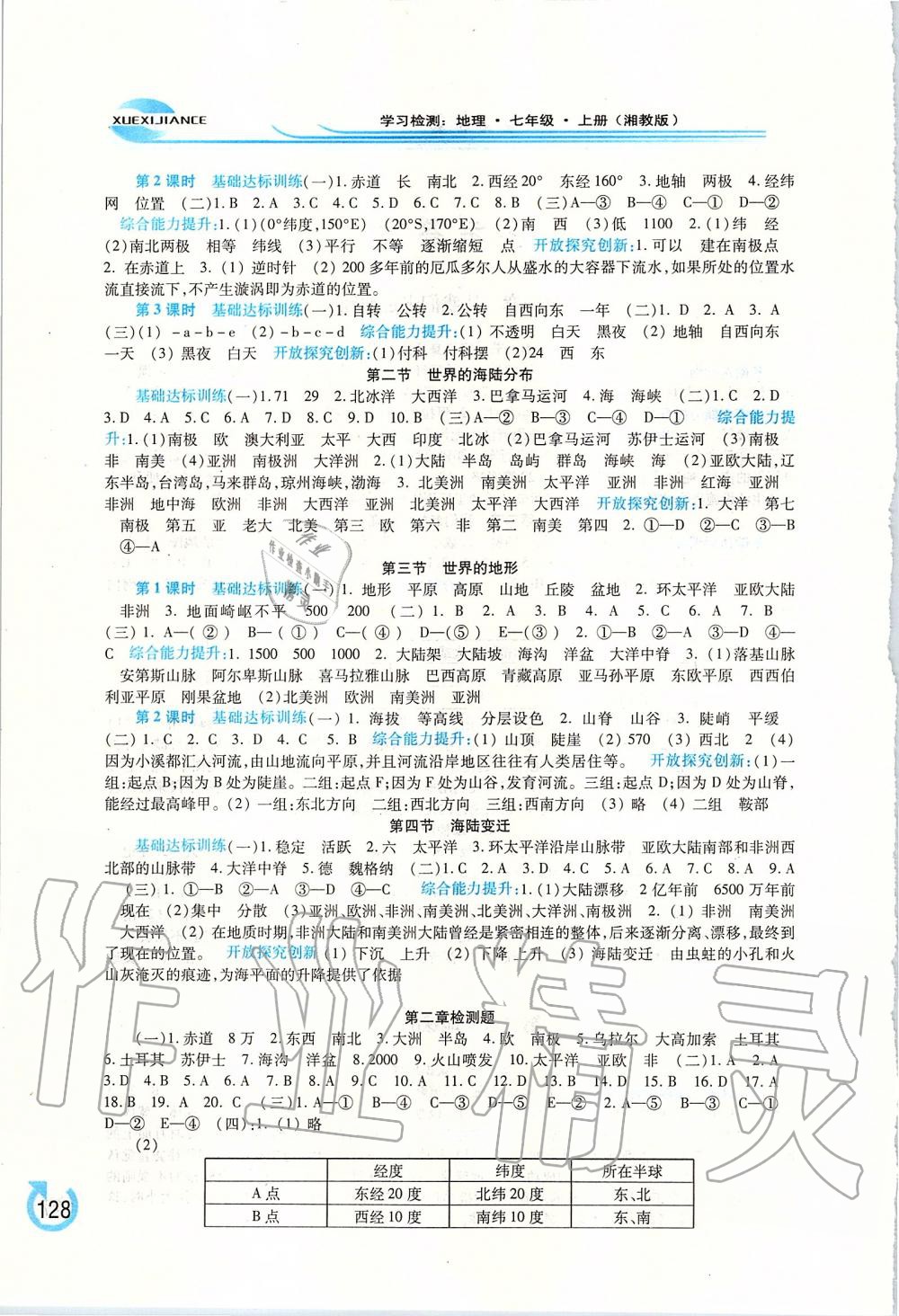 2019年學(xué)習(xí)檢測七年級地理上冊湘教版 第2頁