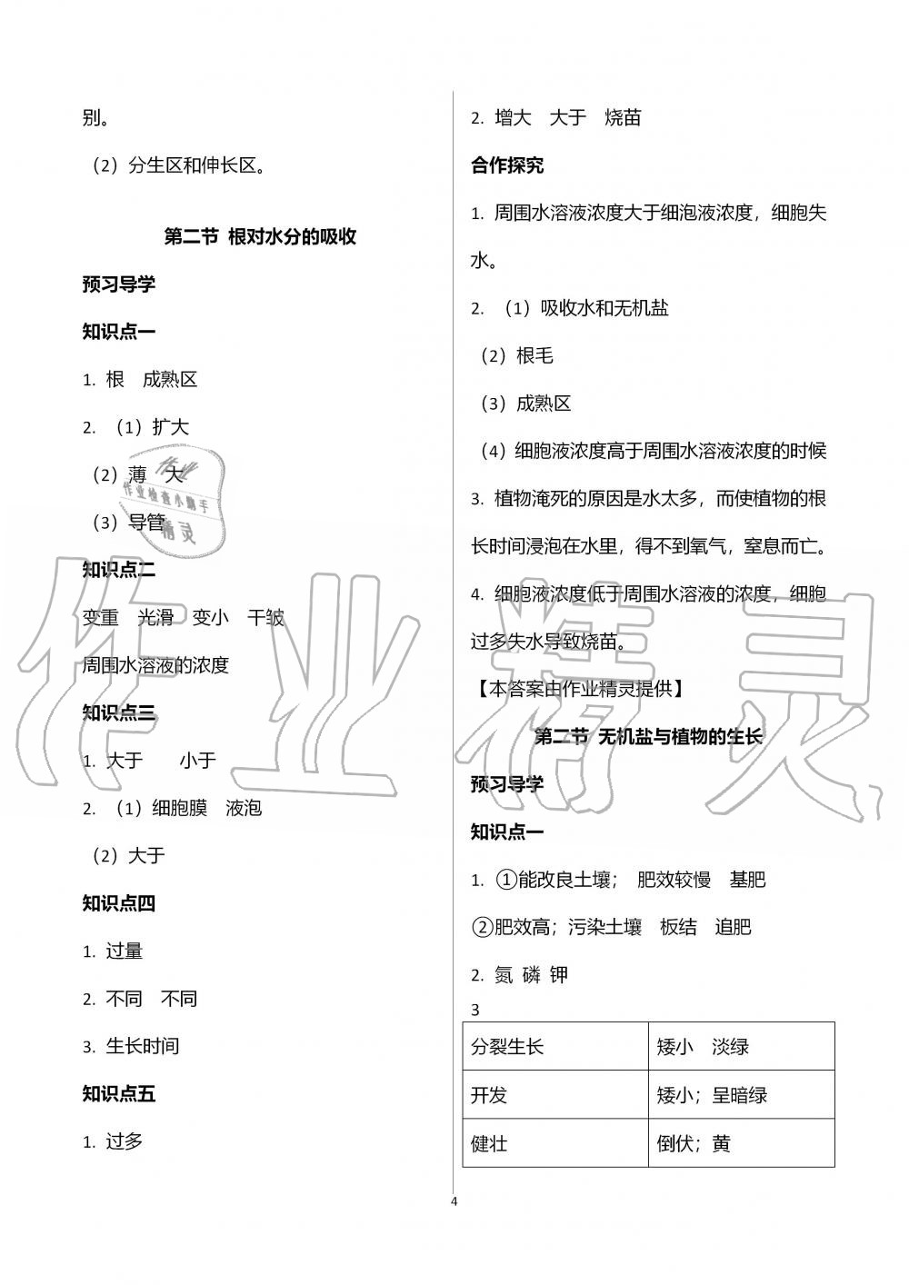 2019年金太阳导学案八年级生物上册冀少版 第4页