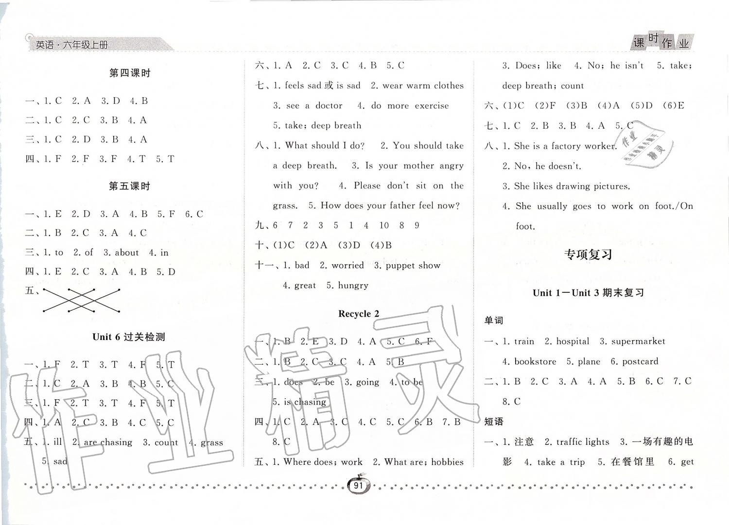 2019年經綸學典課時作業(yè)六年級英語上冊人教版 第8頁