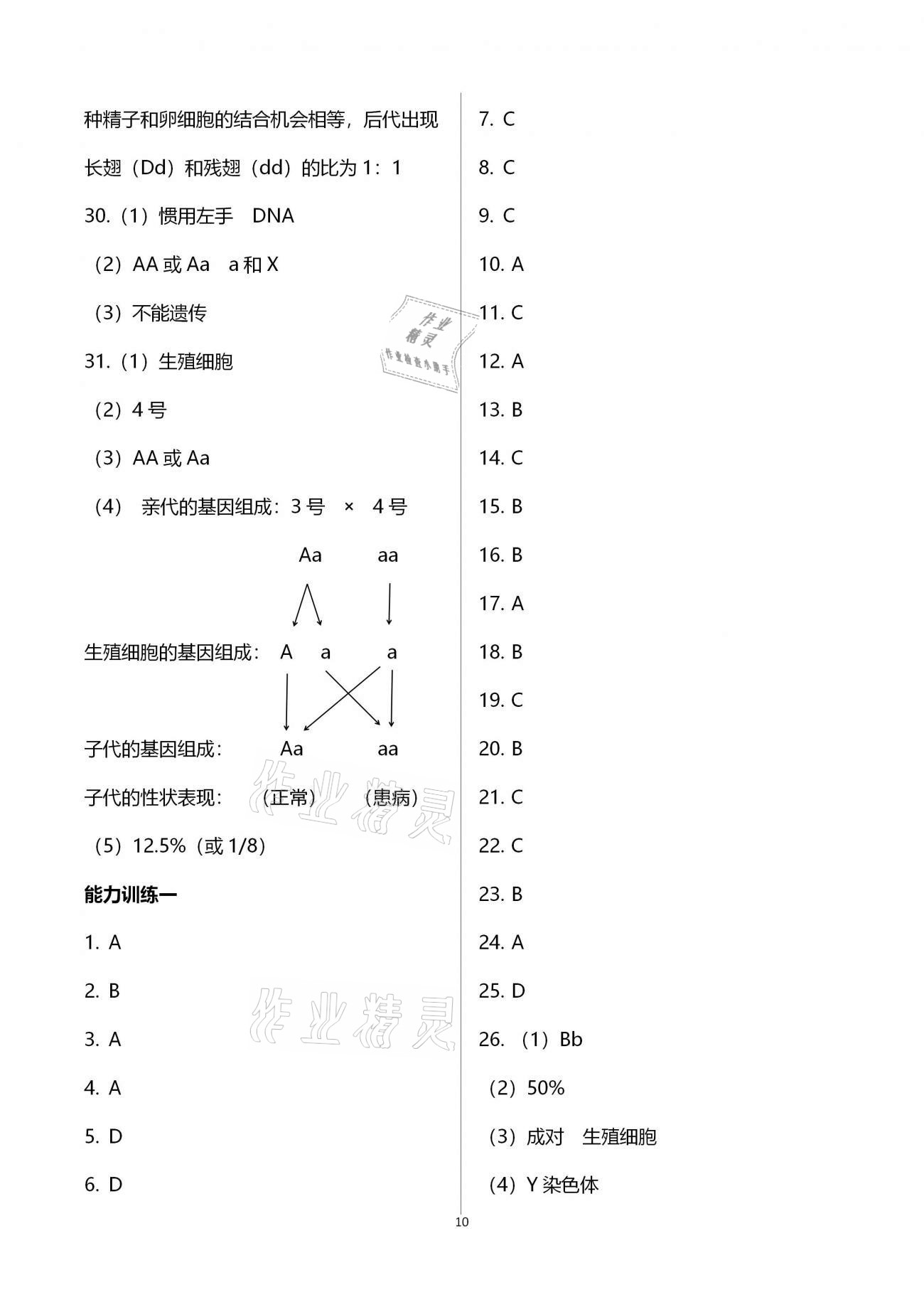 2019年行知天下八年級生物學上冊濟南版 參考答案第10頁