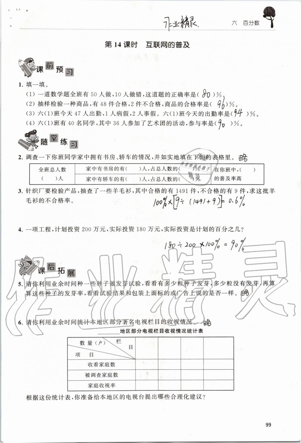 2019年創(chuàng)新課堂學(xué)與練六年級(jí)數(shù)學(xué)上冊(cè)蘇教版 第99頁(yè)