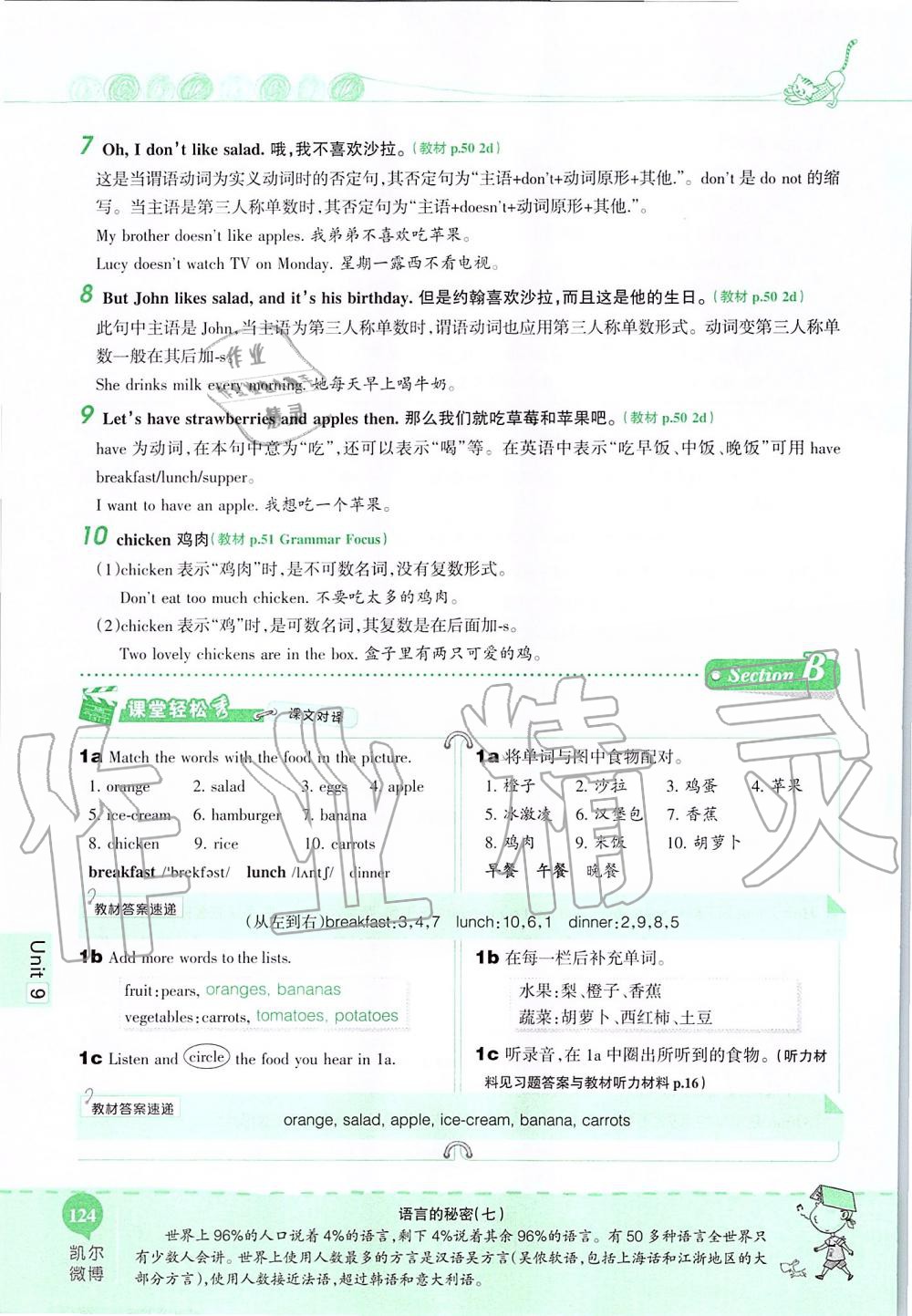 2019年课本六年级英语上册鲁教版五四制&nbsp;第124页