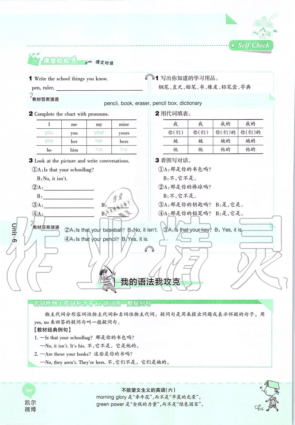 2019年课本六年级英语上册鲁教版五四制&nbsp;第80页
