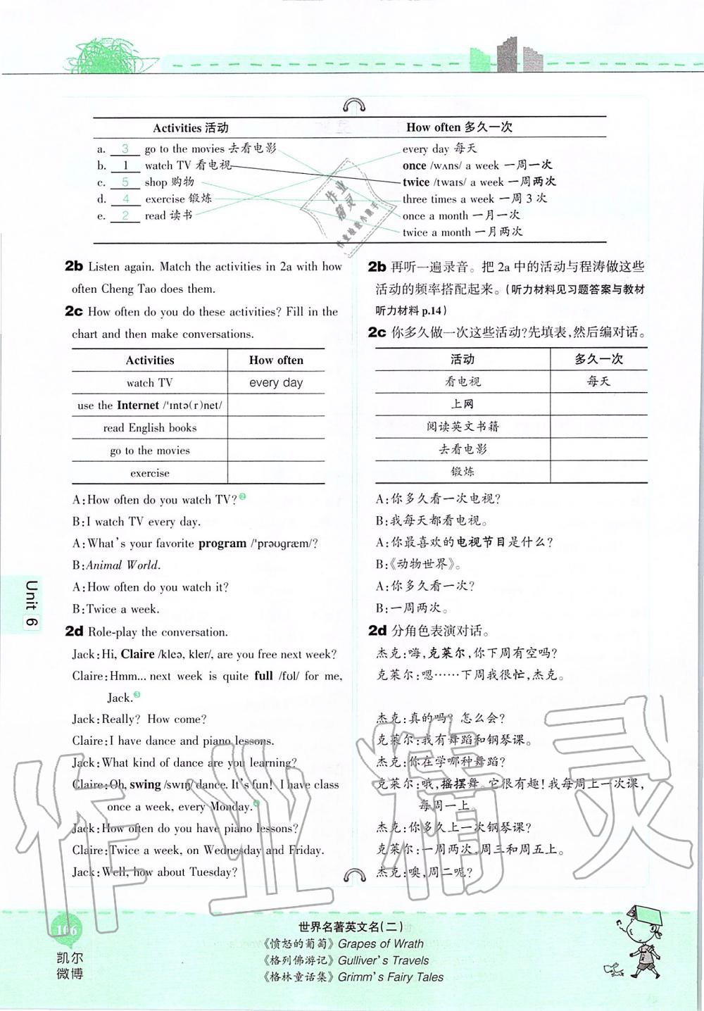 2019年课本七年级英语上册鲁教版五四制&nbsp;第106页