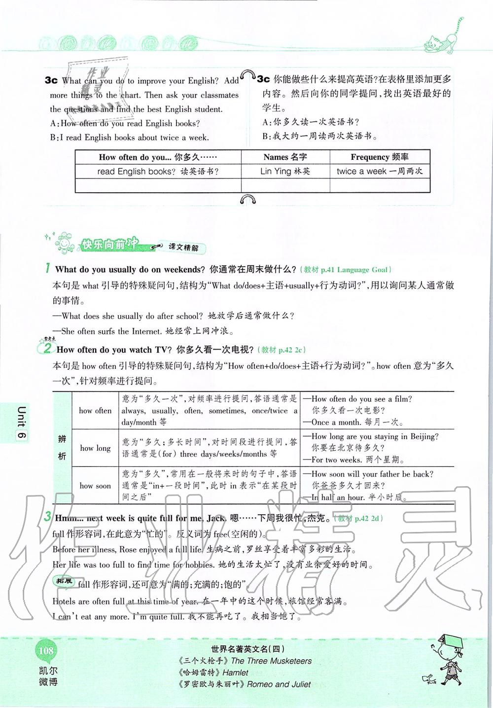 2019年课本七年级英语上册鲁教版五四制&nbsp;第108页