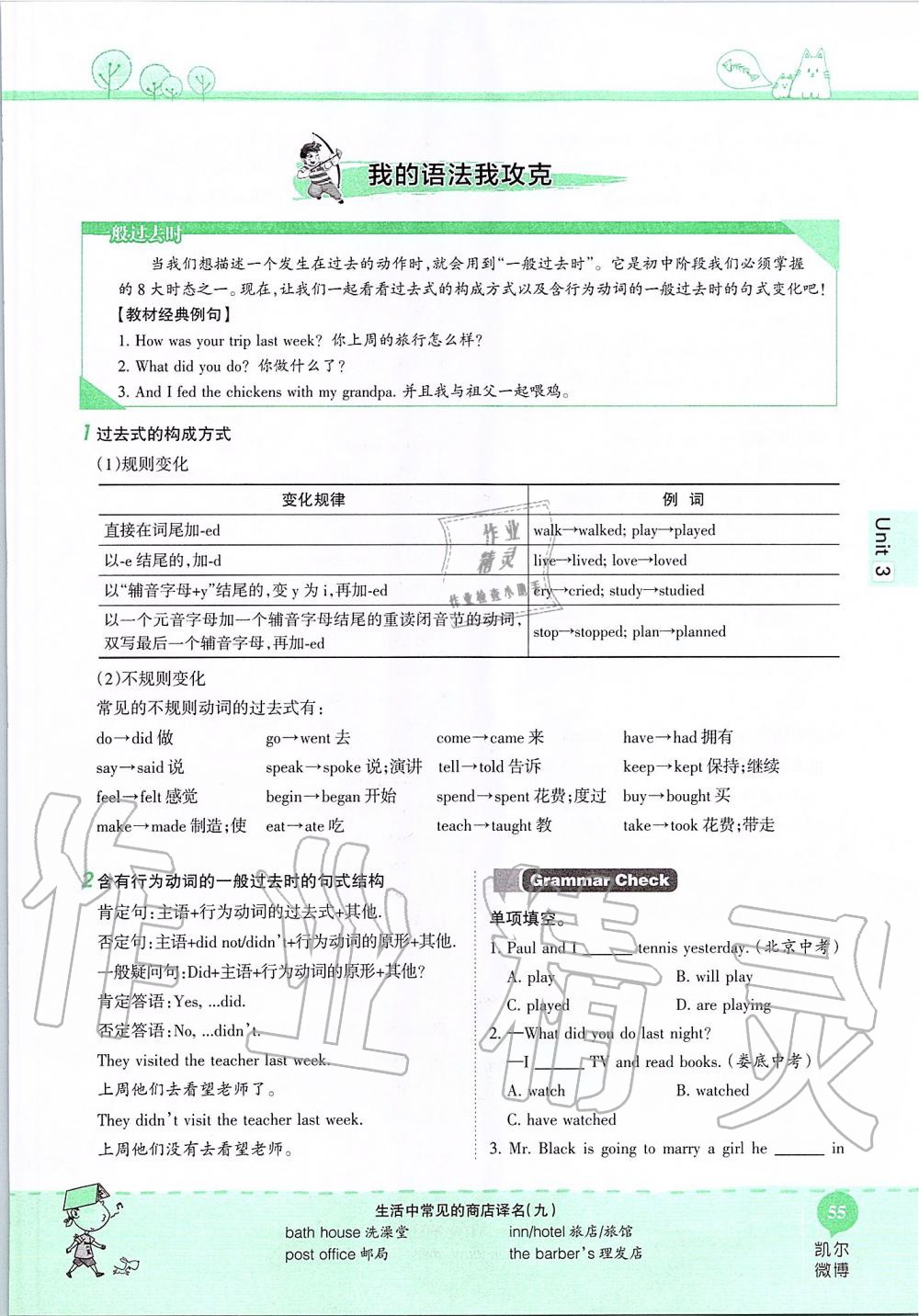 2019年课本七年级英语上册鲁教版五四制&nbsp;第55页