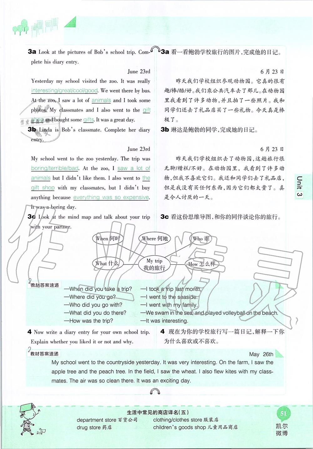 2019年课本七年级英语上册鲁教版五四制&nbsp;第51页