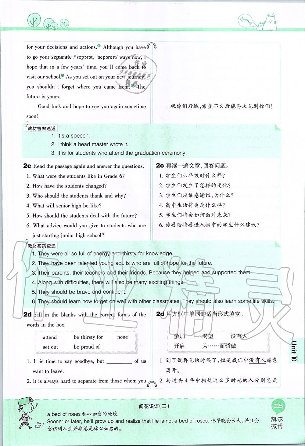 2019年课本九年级英语全一册鲁教版五四制&nbsp;第225页