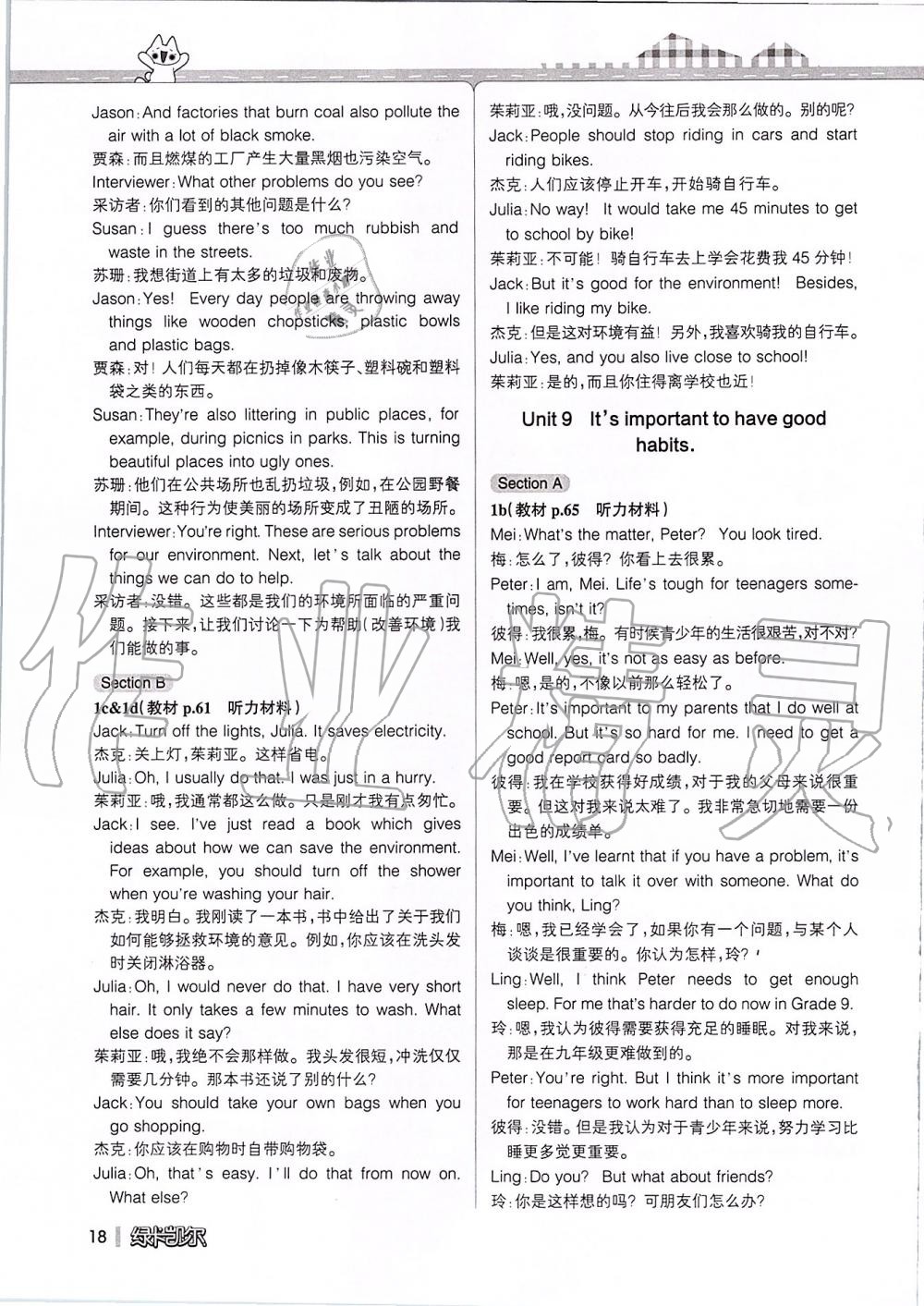 2019年课本九年级英语全一册鲁教版五四制&nbsp;第238页