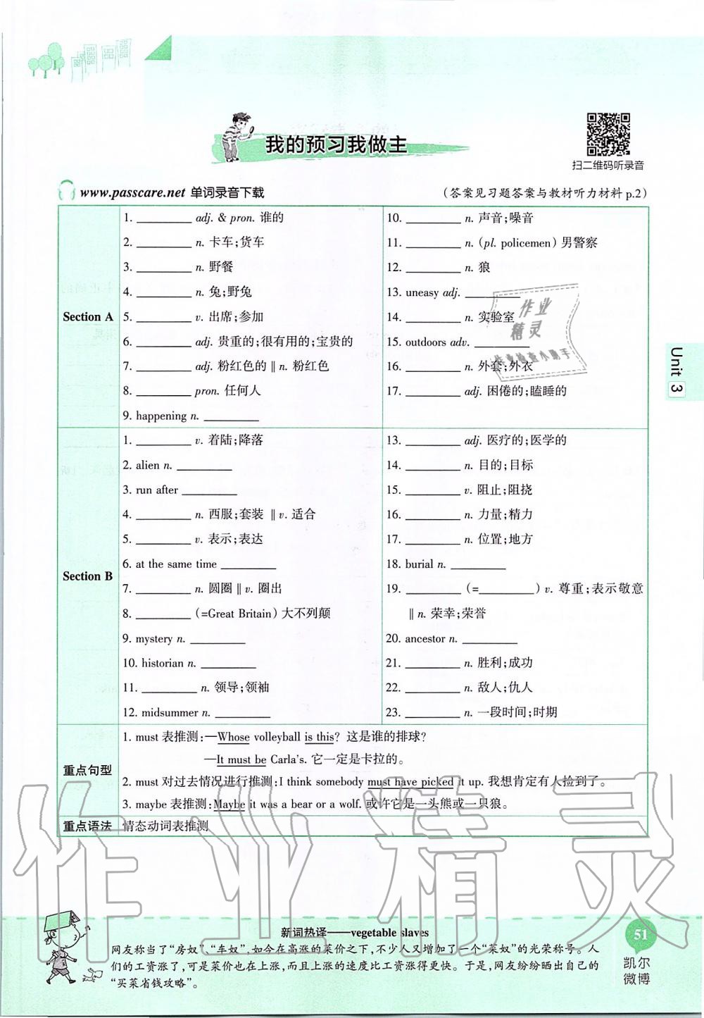 2019年课本九年级英语全一册鲁教版五四制&nbsp;第51页