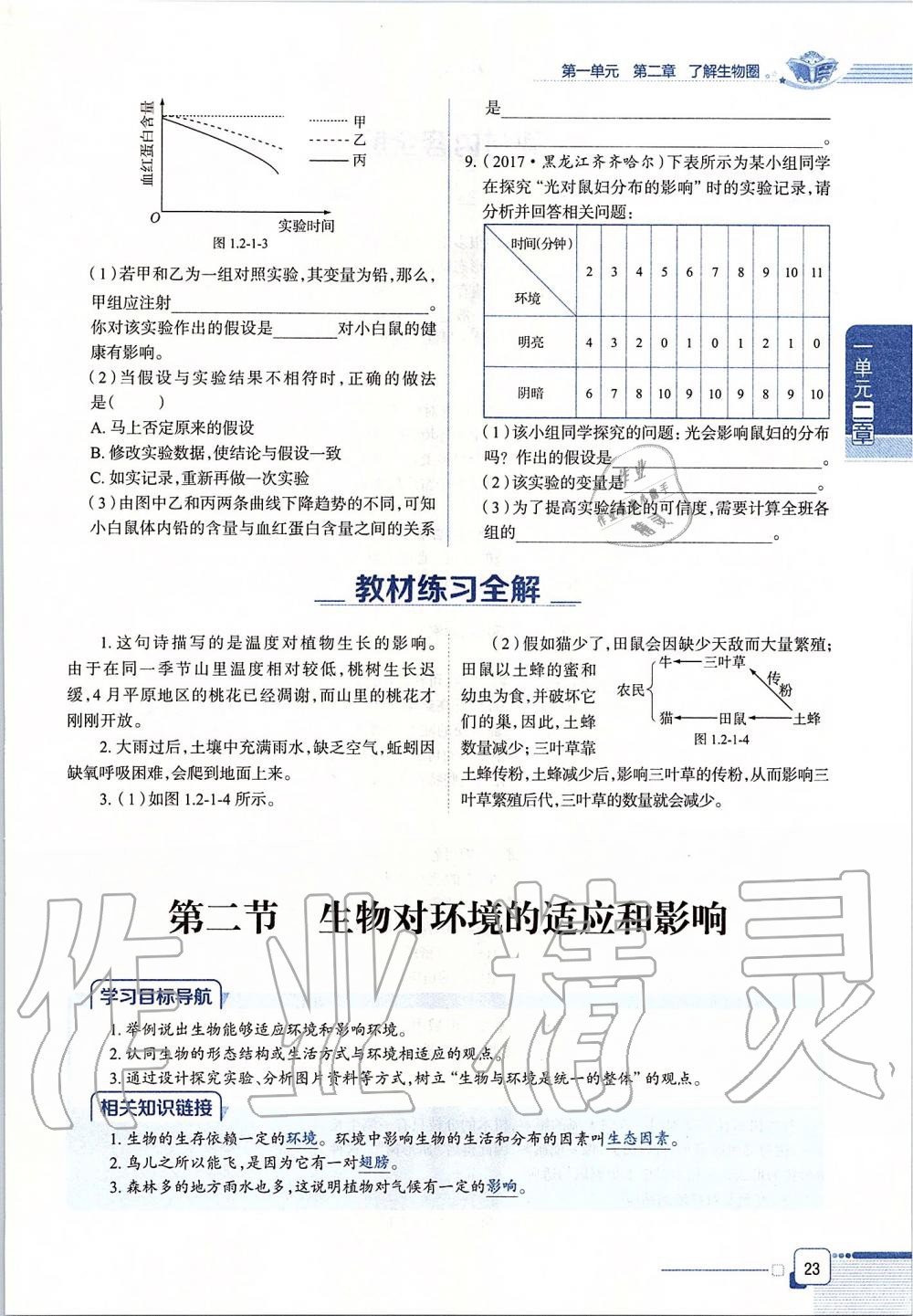 2019年课本六年级生物学上册鲁科版五四制&nbsp;第23页