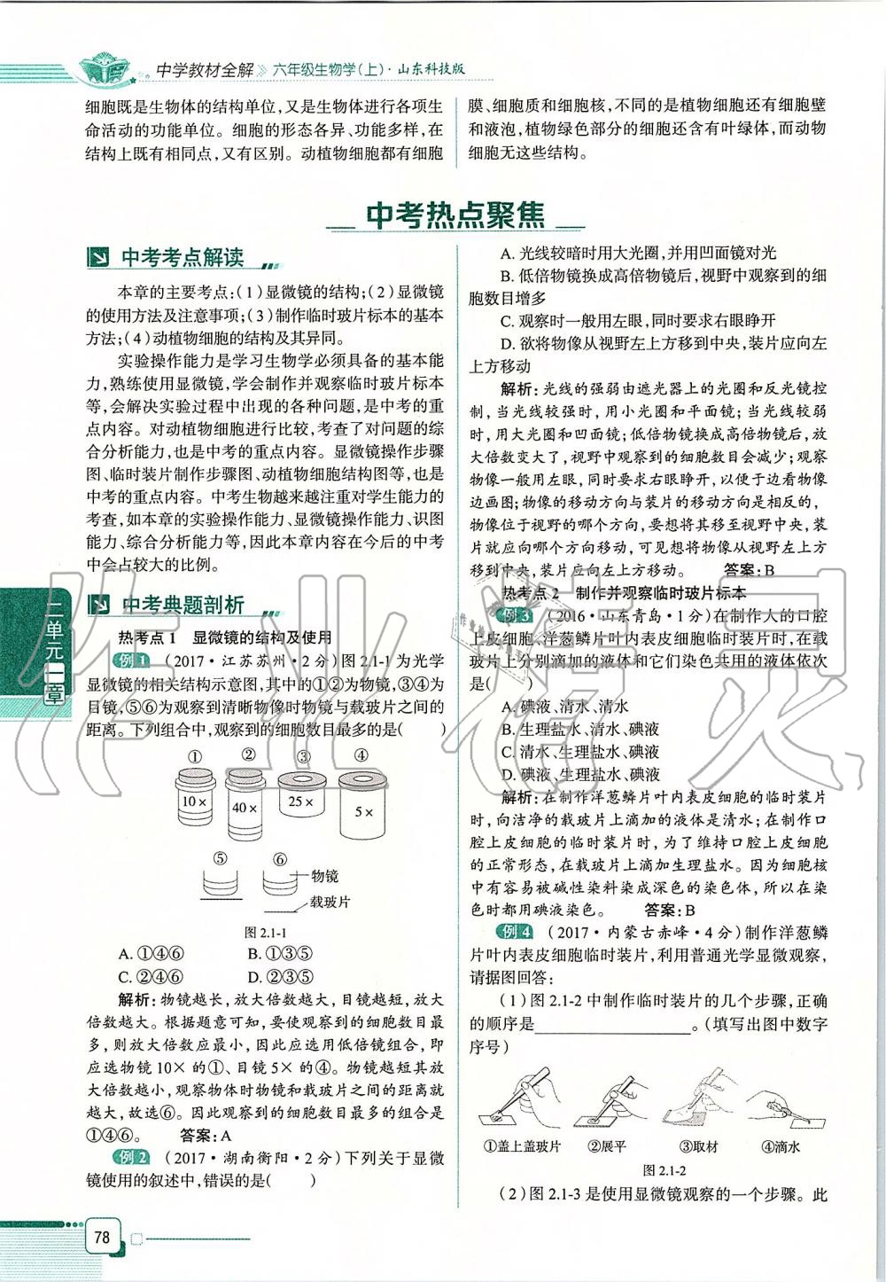 2019年课本六年级生物学上册鲁科版五四制&nbsp;第78页