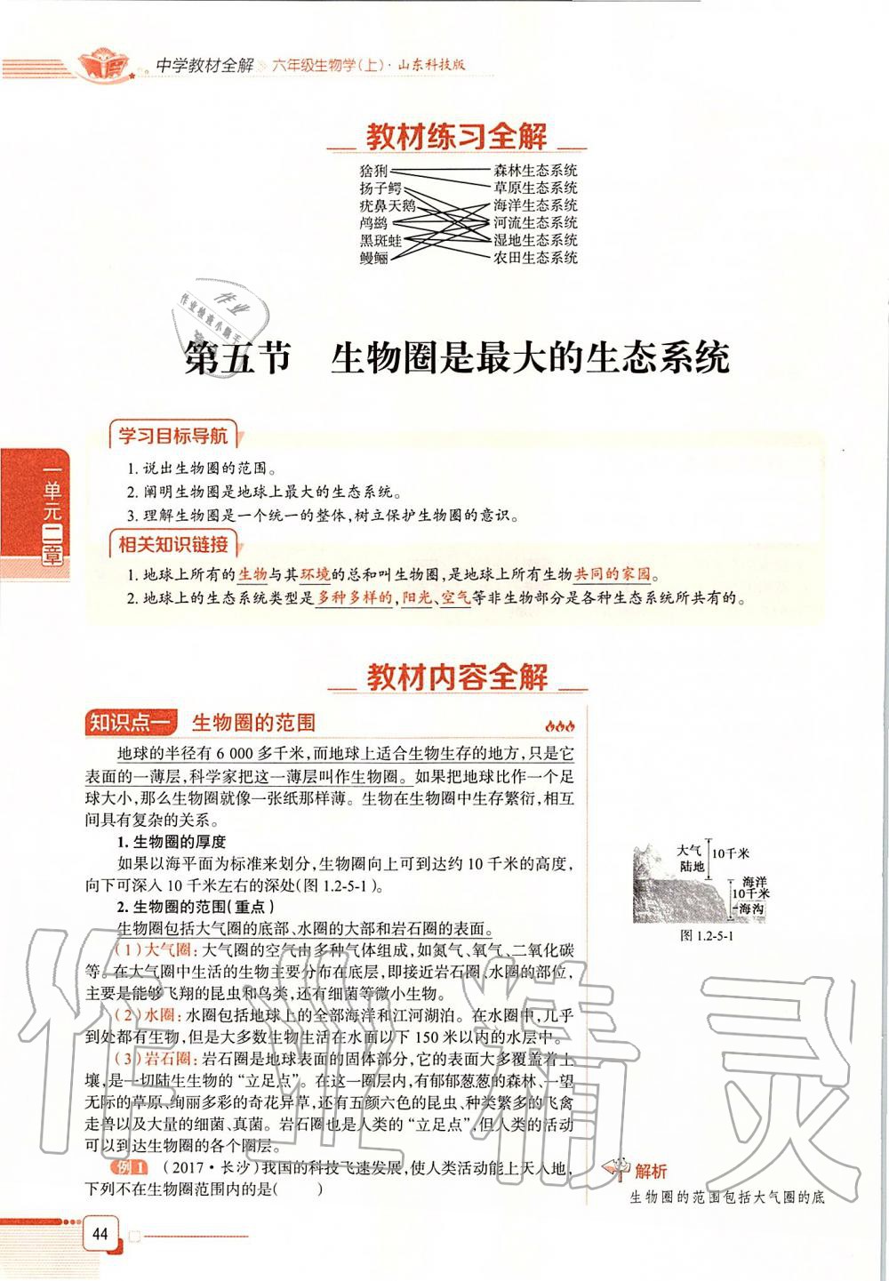 2019年课本六年级生物学上册鲁科版五四制&nbsp;第44页