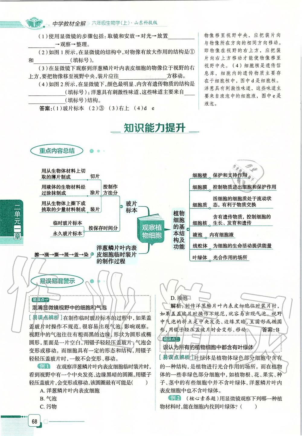 2019年课本六年级生物学上册鲁科版五四制&nbsp;第68页