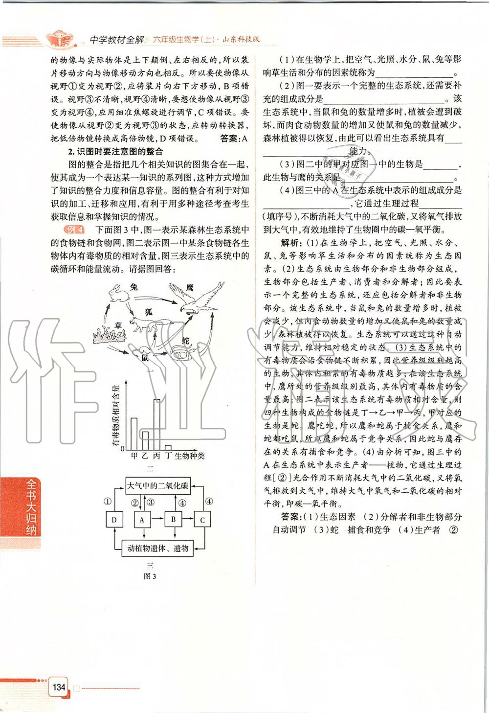2019年课本六年级生物学上册鲁科版五四制&nbsp;第134页