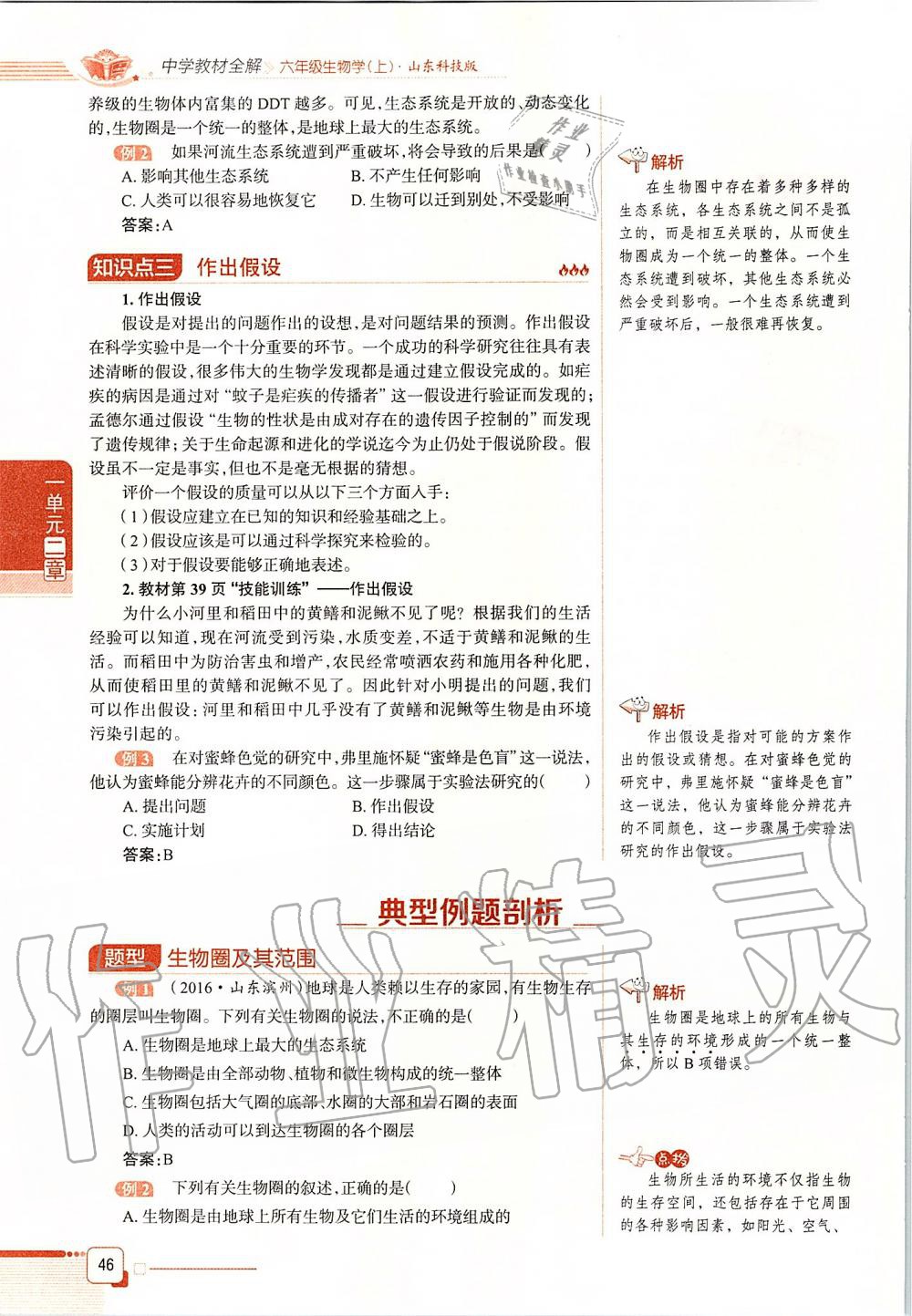 2019年课本六年级生物学上册鲁科版五四制&nbsp;第46页