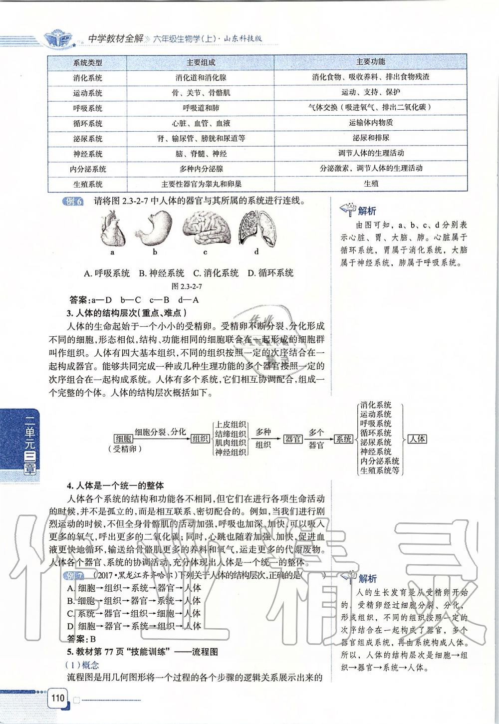 2019年课本六年级生物学上册鲁科版五四制&nbsp;第110页