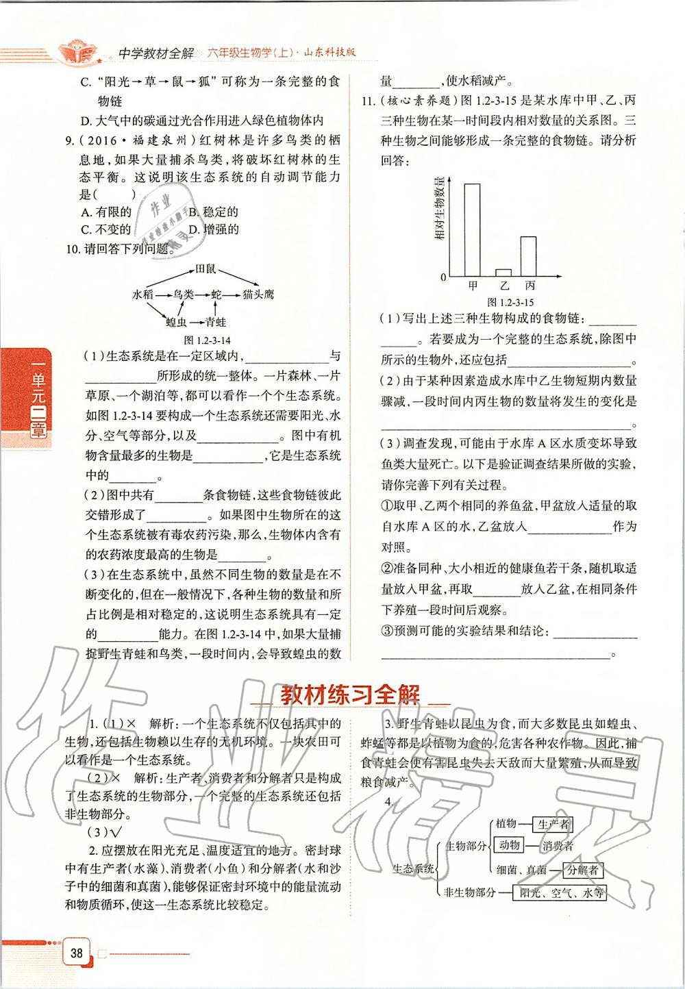 2019年课本六年级生物学上册鲁科版五四制&nbsp;第38页