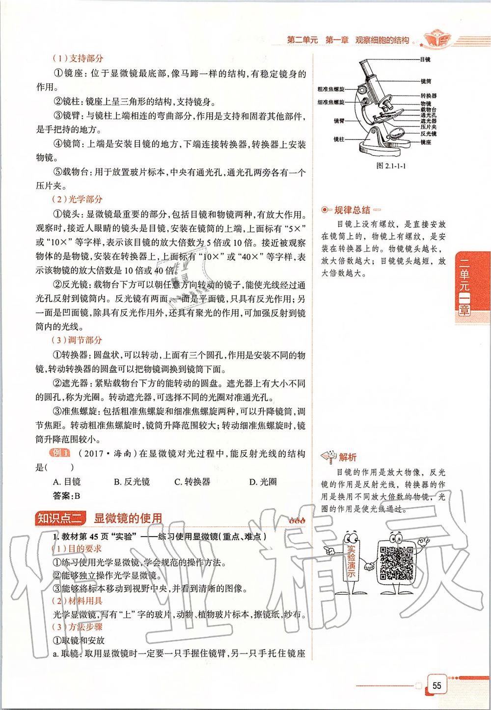2019年课本六年级生物学上册鲁科版五四制&nbsp;第55页
