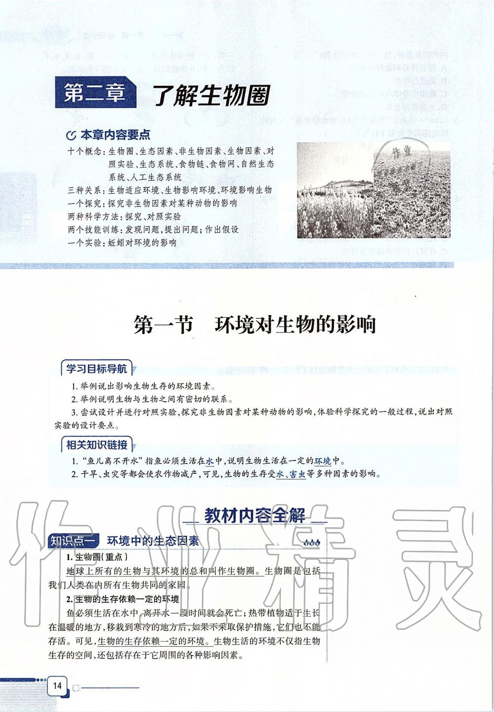 2019年课本六年级生物学上册鲁科版五四制&nbsp;第14页