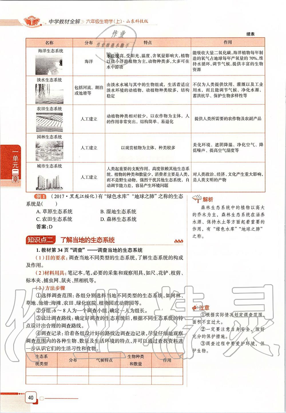 2019年课本六年级生物学上册鲁科版五四制&nbsp;第40页