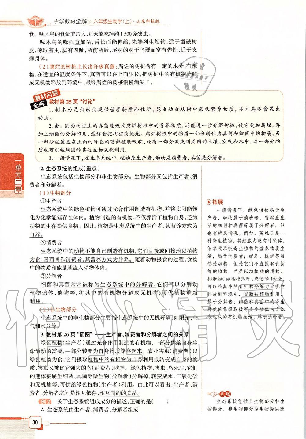 2019年课本六年级生物学上册鲁科版五四制&nbsp;第30页